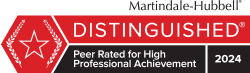 Martindale-Hubbell® Distinguished, Peer Rated for High Professional Achievement, 2024