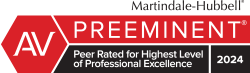 Martindale-Hubbell® AV Preeminent, Peer Rated for Highest Level of Professional Excellence, 2024